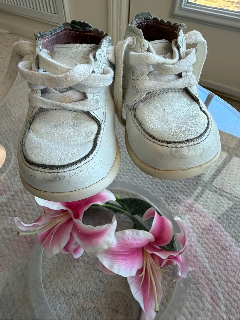 Stride Rite Rachael STG 3 Girls Sneakers Size 3.5M White Pink Leather Floral